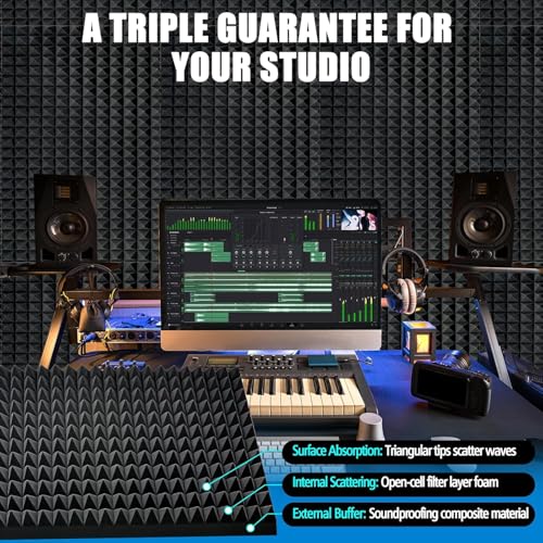 Image of Pyramid Soundproofing Studio Acoustic Foam 6'x3' - 2 Inches ( 1 Sheet ) Inches High Density, Soundproof Foam, Noise Reduction,Echo Absorption (Studio Charcoal, 1 Sheet /(6'x3'))