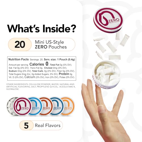 Image of Nectr Energy Zero Pouches - No Caffeine, No Sugar, Zero Calories, Mini Pouches for Oral Fixation and Stress Relief - 4 Pucks of 20 - Cinnamon Flavor
