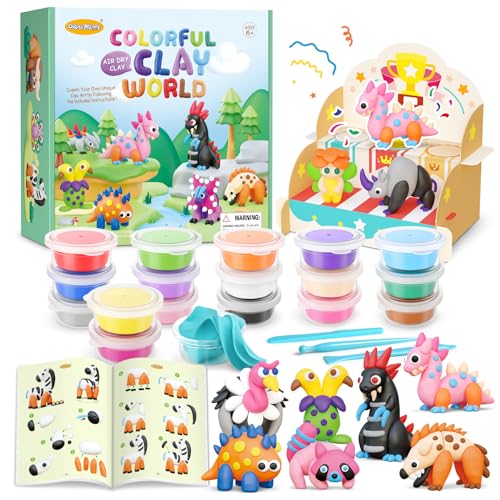 Drama Planet Air Dry Clay Kit for Kids - 18 Cans of Modeling Clay, 46-Page Guidebook with 26...