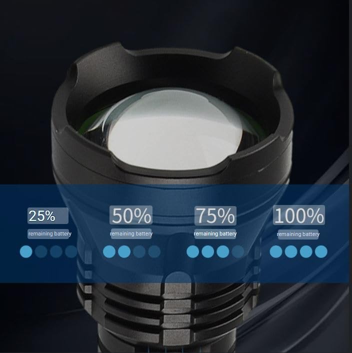 Image of Seadra 2000 Lumens LED Torch XHP70 Strong Light USB C Rechargeable Powerful Flashlight Zoomable Torch Light 5Modes for Camping Outdoor