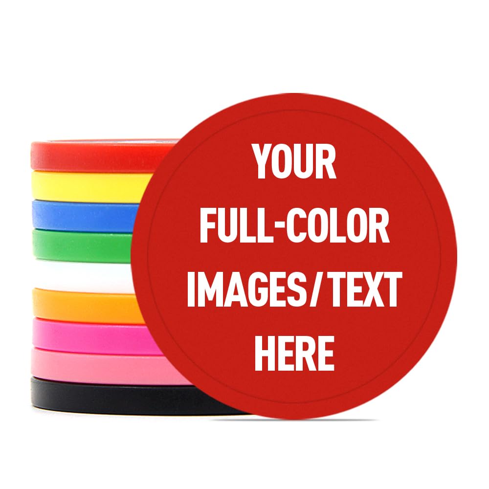 40mm Custom Plastic Bar Tokens, Full-Color Print Your Personalized Photo and Text on Chips, for Drink Tokens, Poker Game and Board Game (Red)
