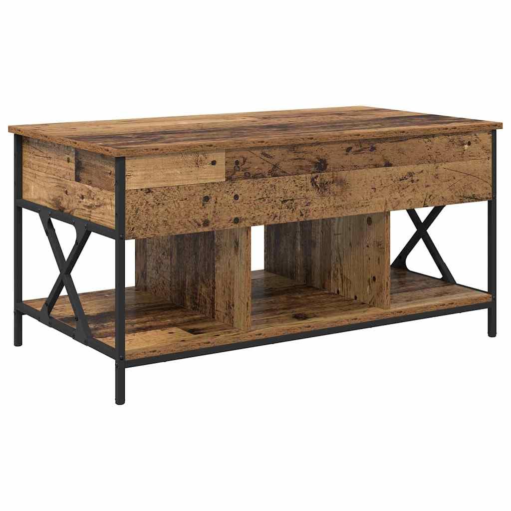Tavolino da salotto in legno anticato, 100 x 55 x 49,5 cm, in legno