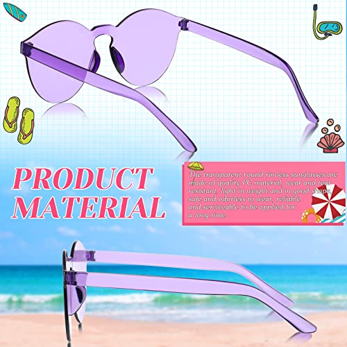 TOODOO 8 Pairs Candy Color Sunglasses for Women Rimless Frameless Round Sunglasses Transparent Tinted Glasses4