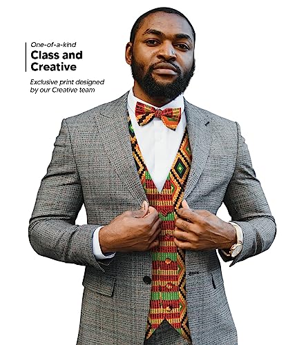 Premium Men’s Vest & Bow Tie 2PC Set - African Kente & Animal Print Vest Set3