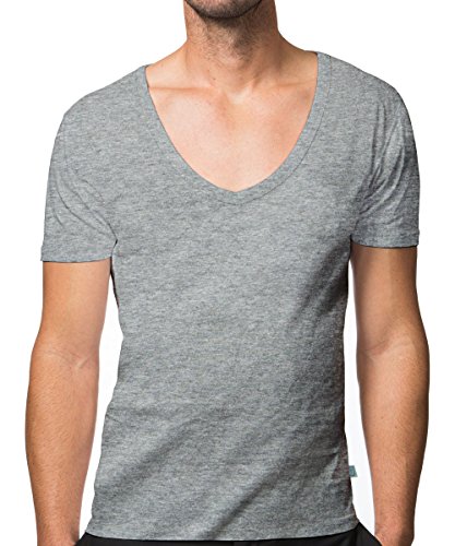 Collected Threads Men's Deep V-Neck Invisible Undershirts 3-Pack Medium Gray jT-V