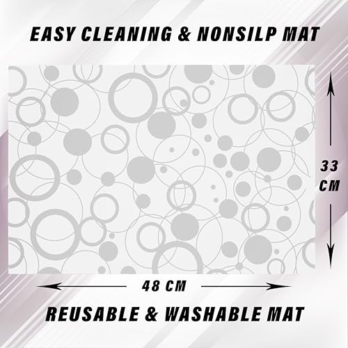 Image of Kuber Industries Circle Design 6 Piece PVC Refrigerator Drawer Mat Set - 48 cm x 33 cm , White