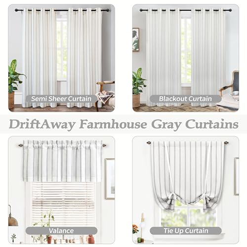 Driftaway Farmhouse Double Layer Linen Blackout Tie Up Curtains Thermal Insulated Vertical Striped Fully Lined Balloon Roman Shade Bathroom Window Adjustable Rod Pocket 25 Inch By 47 Inch Gray thumb #7