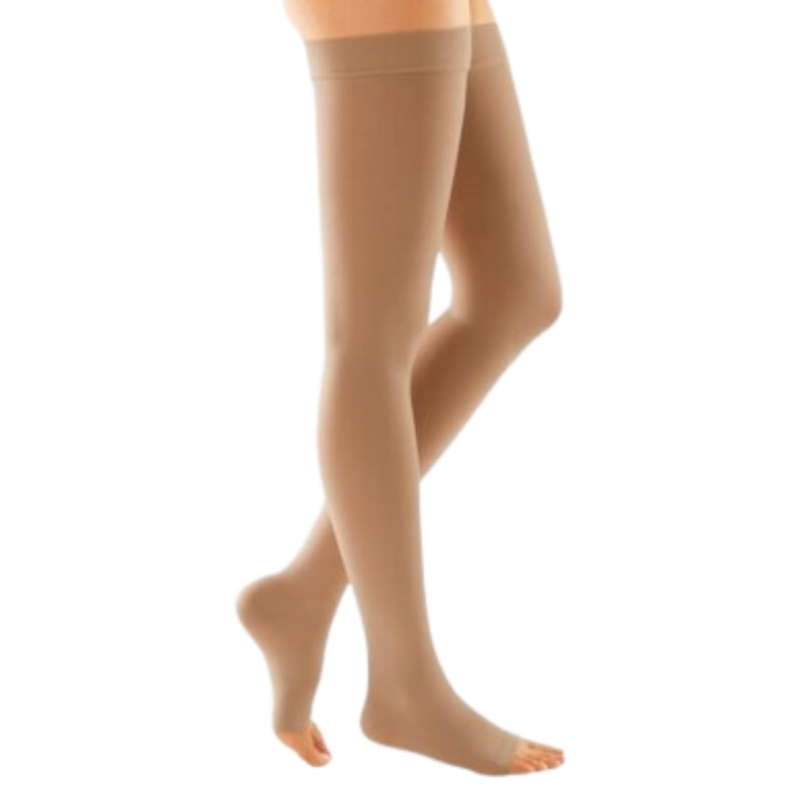medi - Duomed, CCL2, Compression Stockings Thigh High, Open Toe, Beige, Size Universal, for Varicose Veins, Pregnancy, Circulation Support
