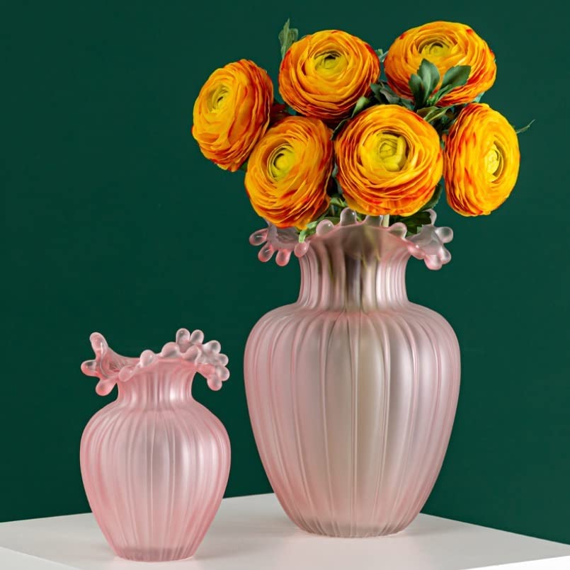 Vase en verre vague mate abstrait pour arrangement de fleurs hydroponique taille moyenne - 4