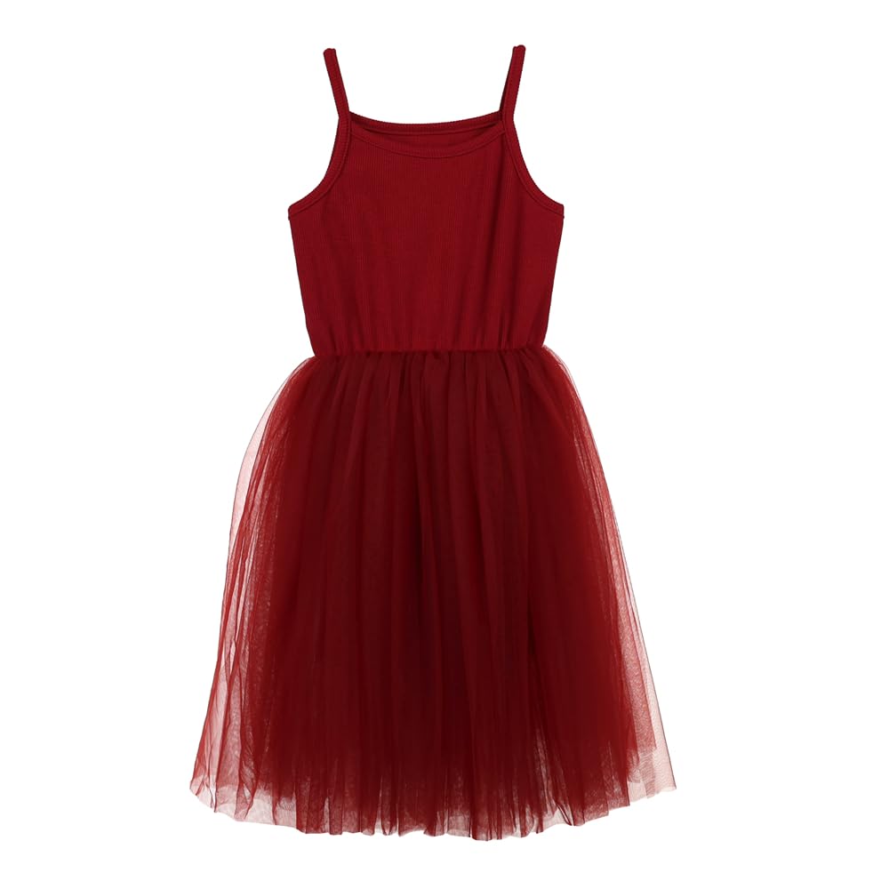 Baby Girl Tutu Dress Toddler Kids Sleeveless Tulle Casual Birthday Party Dresses Princess Sundress (3T, Scarlet)