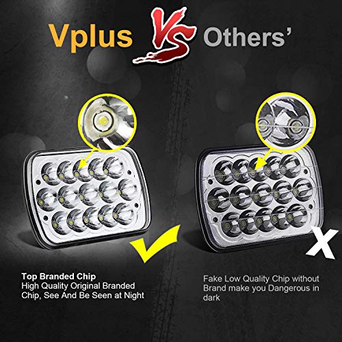 Partsam 166551 2Pcs Rectangle H6054 Led Headlights 5X7 7X6 Headlamp Hi/Low Sealed Beam H4 9003 Plug 6054 H5054 Compatible With S10 Blazer Express Van/Wrangler Yj Xj Cherokee Truck Van thumb #4