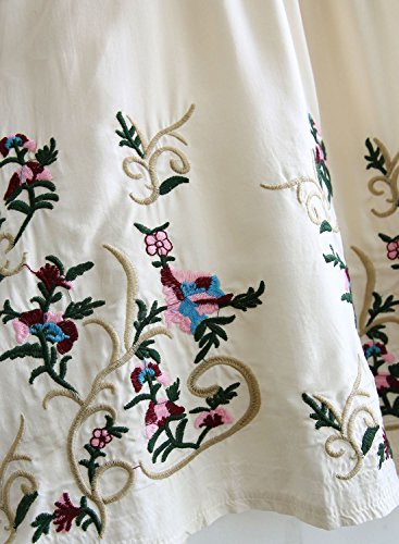 futurino Women's Bohemian Embroidered Crew Neck Dress Fashionable Classic Button Down Top2