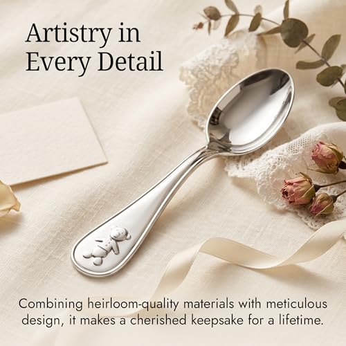 Image of Teddy Bear 925 Sterling Silver Baby Feeding Spoon