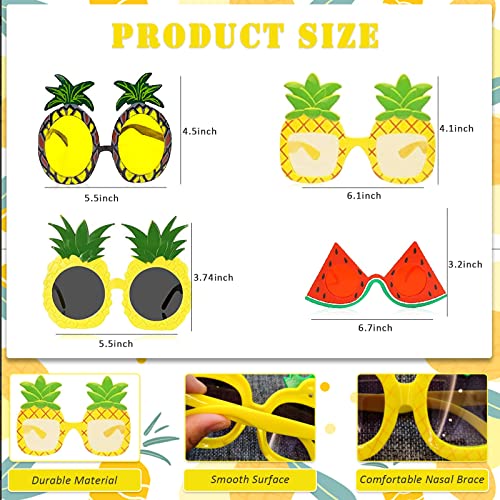 12 Pieces Fruit Eyeglasses Tropical Pineapple Glasses with 12 Styles,Hawaiian Fruit Funny Shape Eyeglasses Pineapple Party Favors for Hawaiian Summer Beach Luau Theme Party Supplies2