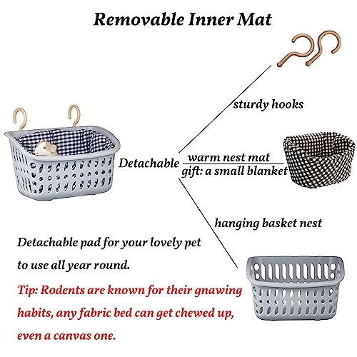 Image of JWShang Rat Hammock for Cage, Chew Proof Hanging Basket Bed with Sturdy Hooks, Pet Cage Accessories, Safe Cozy Small Animal Rodent Hammock for Sugar Glider Mice Snuggling Sleeping