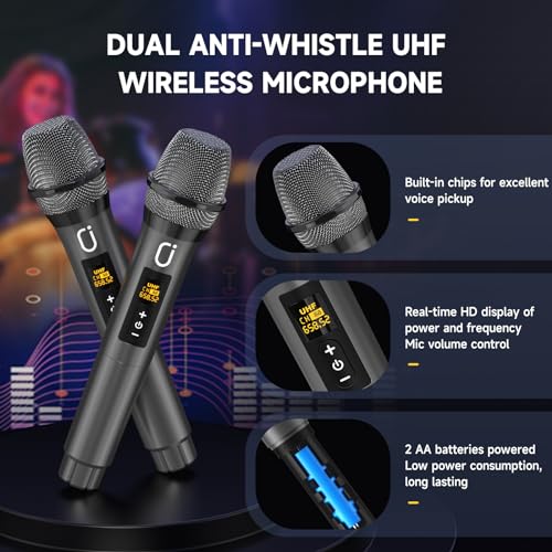 Hwwr TX05 KARAOKE MACHINE Machine With 2 Microphones: Hwwr Portable Karaoke Machine For Adults Kids thumb #5