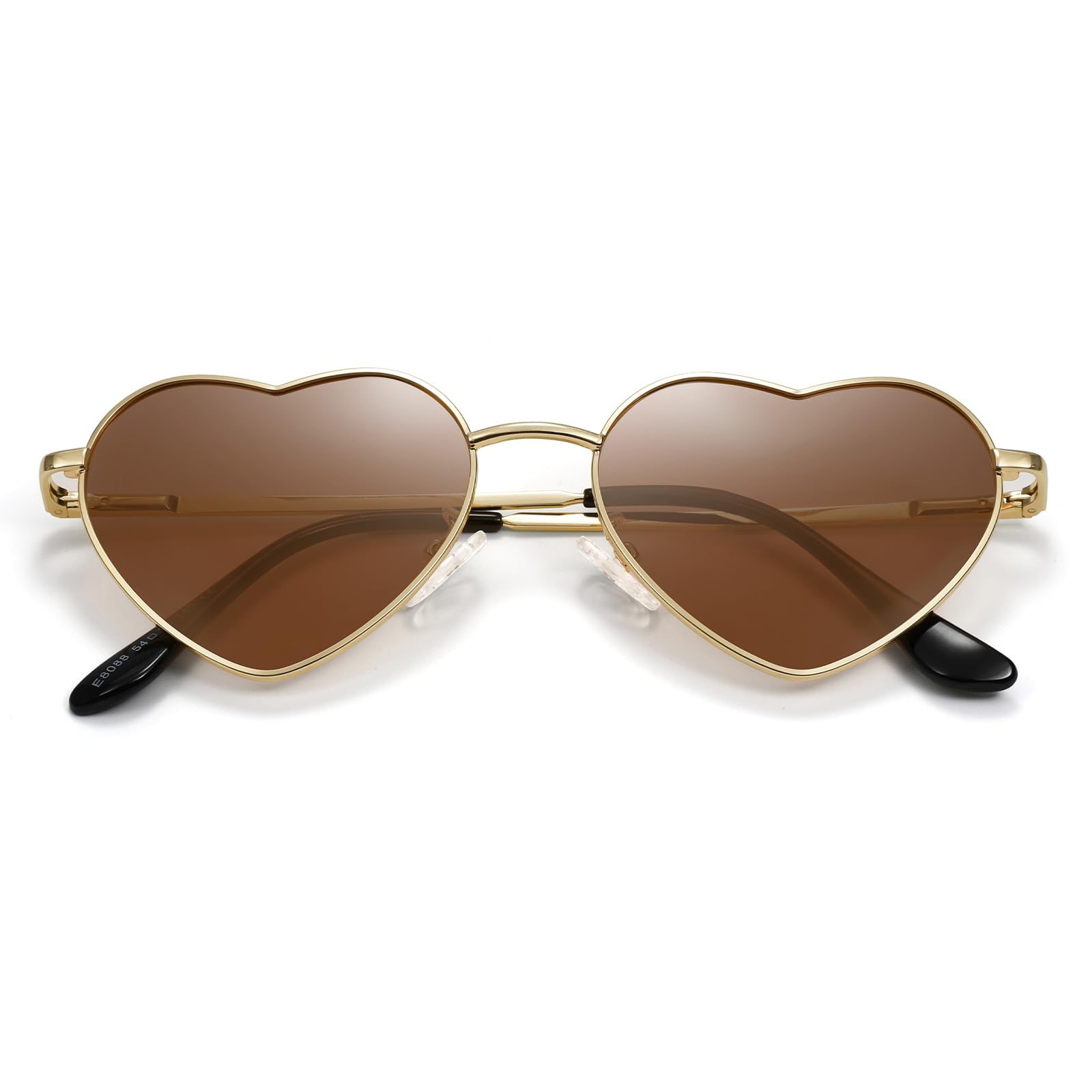 Eiuizah Polarized Heart Sunglasses for Women Men - Cute Trendy Sun Glasses Metal Frame UV400 Protection Lens