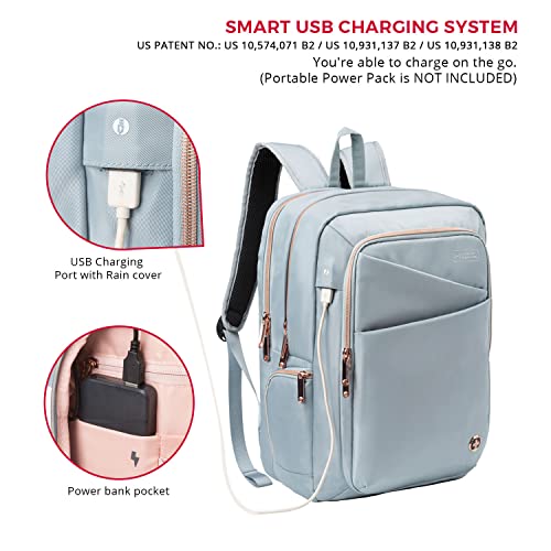 Swissdigital Design Women Laptop Backpack For Women With Apple Find My network,Travel Bookbags With USB Charging Port，Large Capacity Computer Backpacks For Work Business (KATY ROSE SD1006FB-14)4