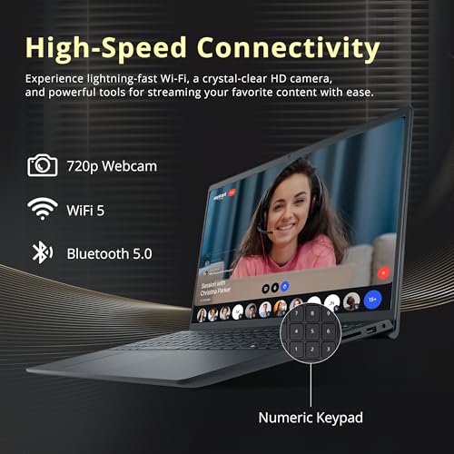 Image of Dell Inspiron 15.6 inch FHD Touchscreen Laptop, AMD Ryzen 7 7730U, 8GB RAM, 1.2TB Storage(256GB SSD+1TB Docking Station Set), AMD Radeon Graphics, Number Pad, Webcam, Win 11, Black
