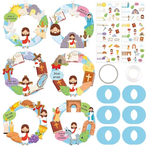 Lonfliness 24 Set Easter Religious Wreath Crafts Kits DIY Hanging