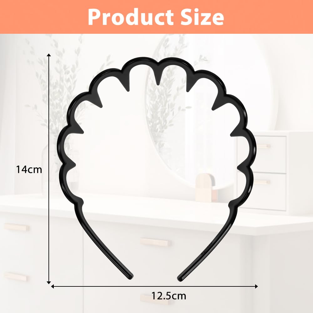 LOPHE 4PCS Tooth Headband for Women Girls Zig Zag Headband Plastic Wavy Shark Teeth Comb Hard Hairbands, 90s Zigzag Headbands - Image 2