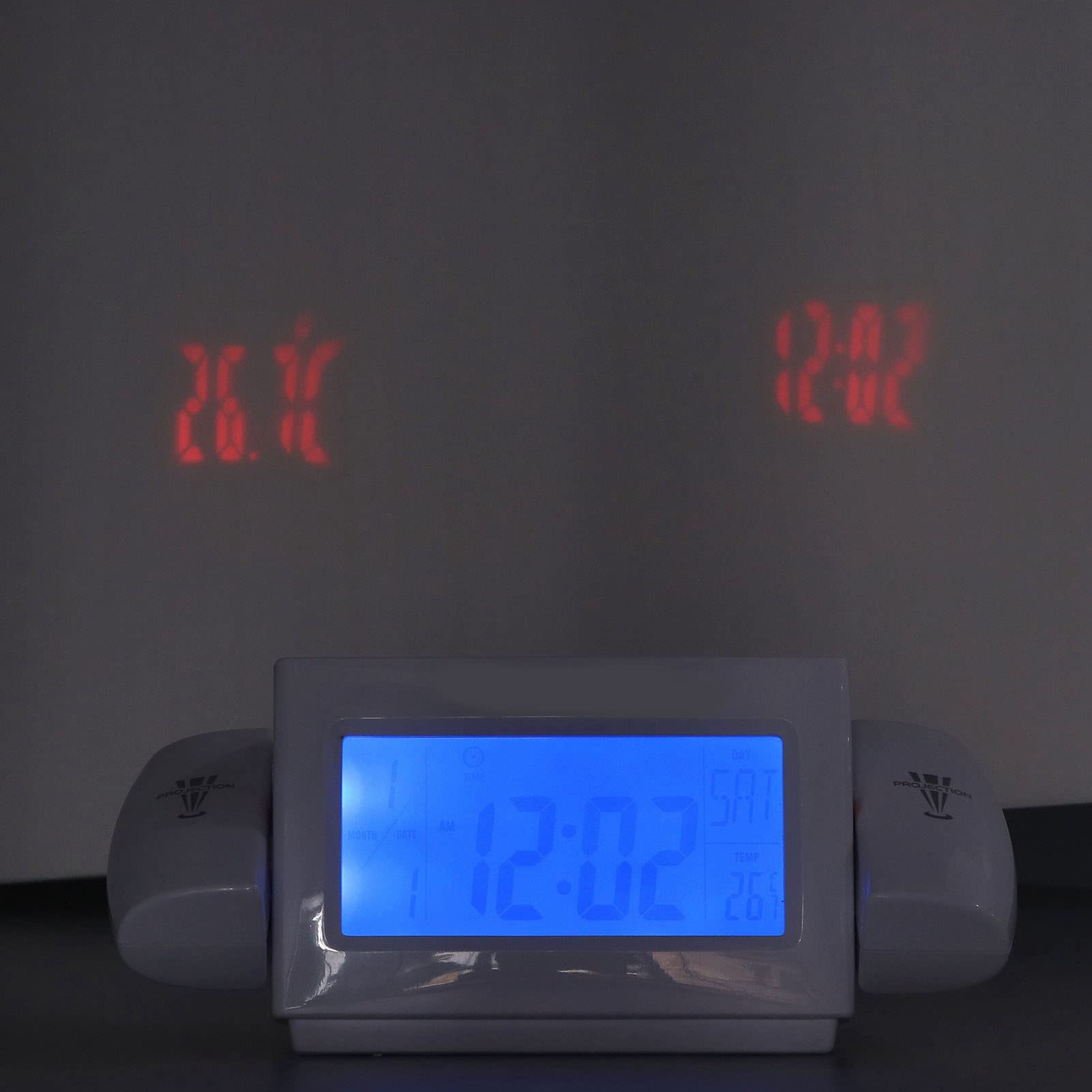 R é Veil de Projection LED sans éblouissement veilleuse Commande vocale Ind (Blanc Orange)