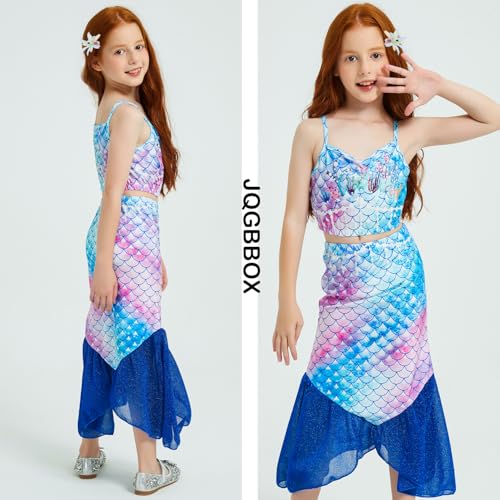 Mermaid Girls Bathing Suit 3Pcs Bikini Bottoms Fish Tail Swimsuit Kids Beach Pool Swimwear 3-12Y4