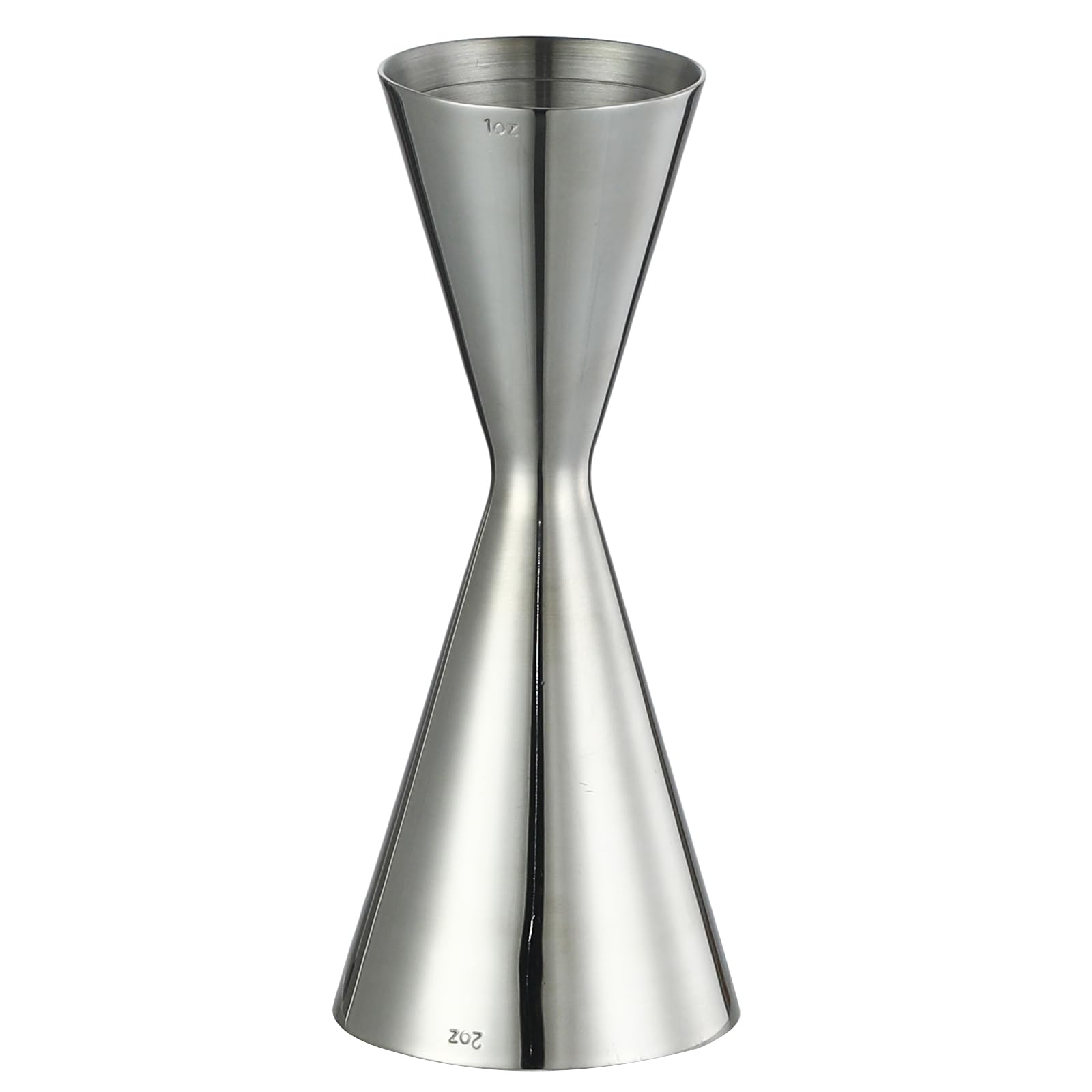Double Cocktail Jigger Slim Style Measuring Jigger with Etched Pattern (Silver)