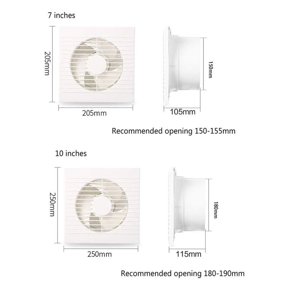 Extractor de Aire de Pared, Potente Extractor de Aire para Cocina y baño, de Alta Potencia y bajo Ruido, con Rejilla de ventilación de 7 Pulgadas.,7 Inches