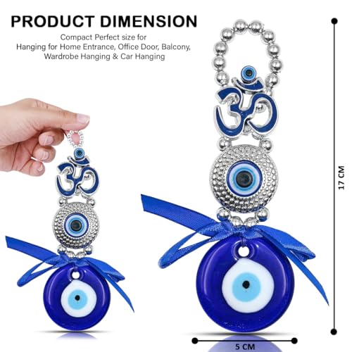 Image of PACKNBUY OM Turkish Evil Eye Nazar Battu Hanging for Home Entrance Main Door Good Luck Vastu Feng Shui Decor OM Protection Charm Positive Energy Spiritual Wall Hanging for Office Shop Car