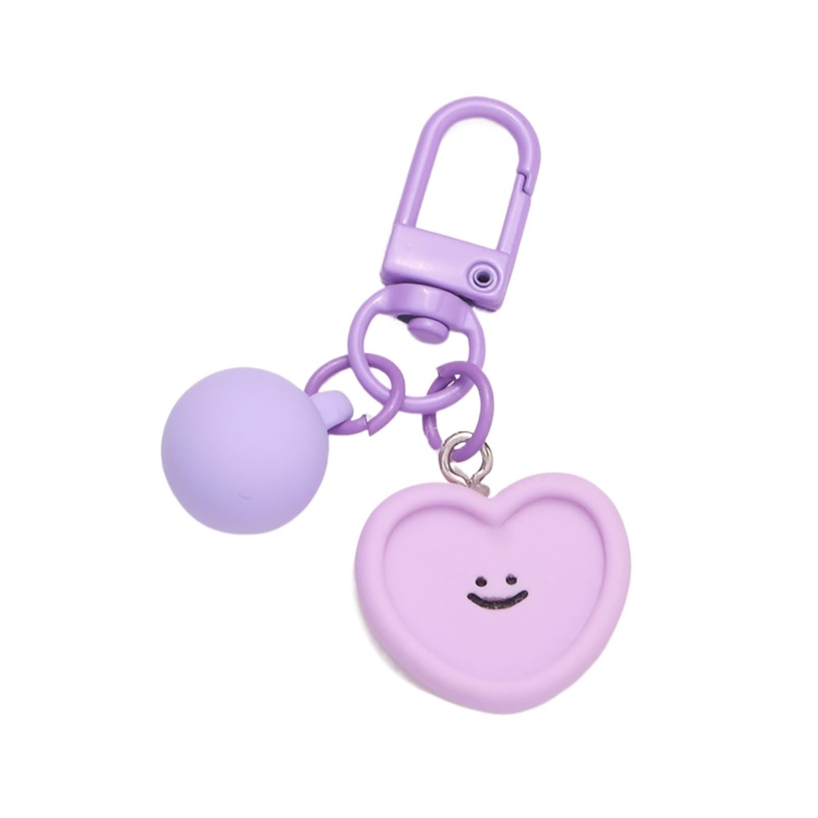 6 Stück lächelndes Gesicht Harz Schlüsselanhänger Herz Blume Wolke Tasche Anhänger DIY Zubehör Süßigkeiten Farbe Dekoration Schmuck für Schlüssel(Purple)