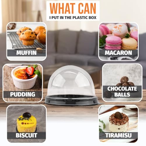 Image of VIKROM Mini Cupcake Containers 50 Pack, Desk Pet Containers with Clear Lids