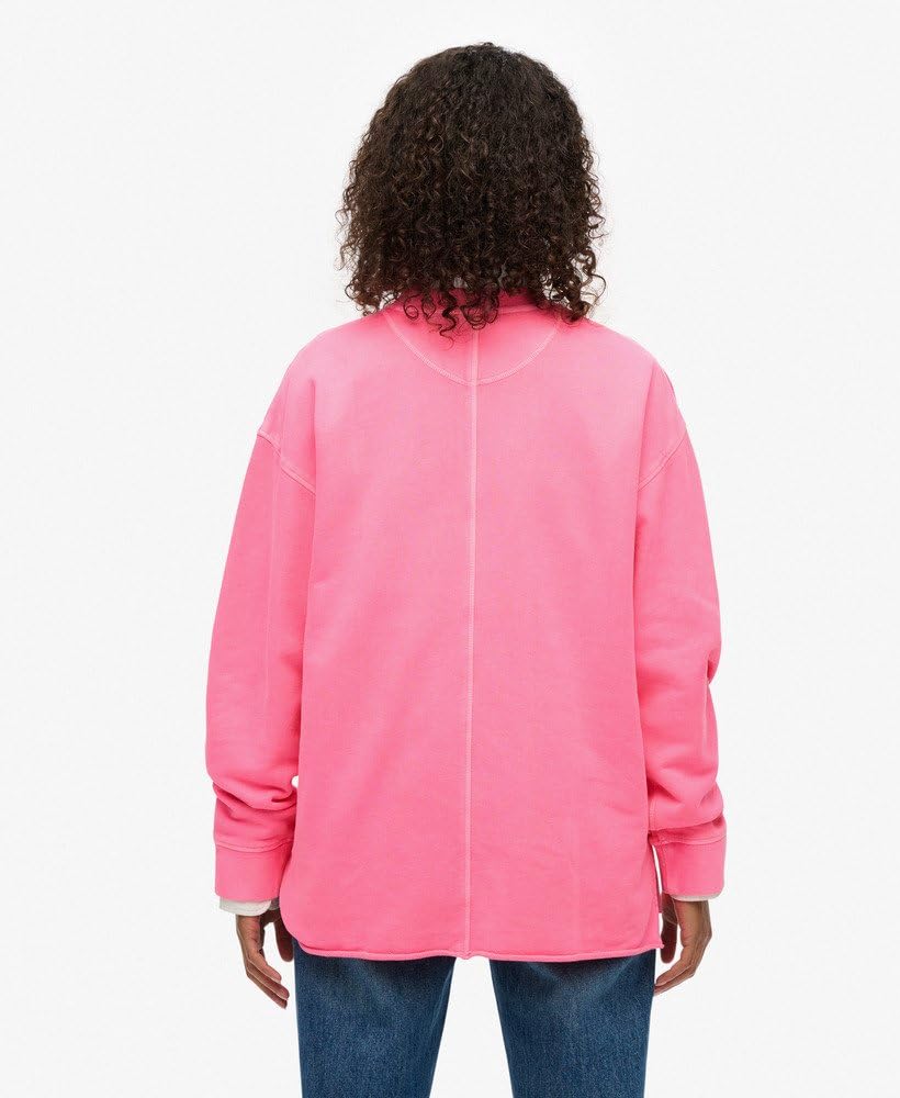 Superdry Damska bluza studencka z okrągłym dekoltem neonowy róż 44
