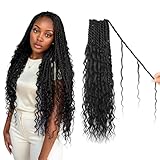 Senegalese Twist Crochet Hair Pure Protein Fiber Close to Human Hair 24 Inch Pre Looped Goddess Twist with Curly Ends 8 Packs Boho Island Twist Crochet Hair for Black Women (24Inch 1B)