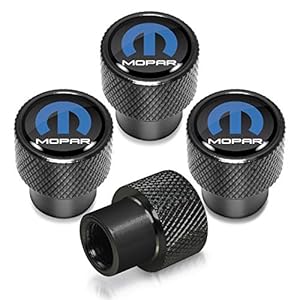 iPick Image for Mopar Logo on Black Aluminum Tire Valve Stem Caps – Official Licensed