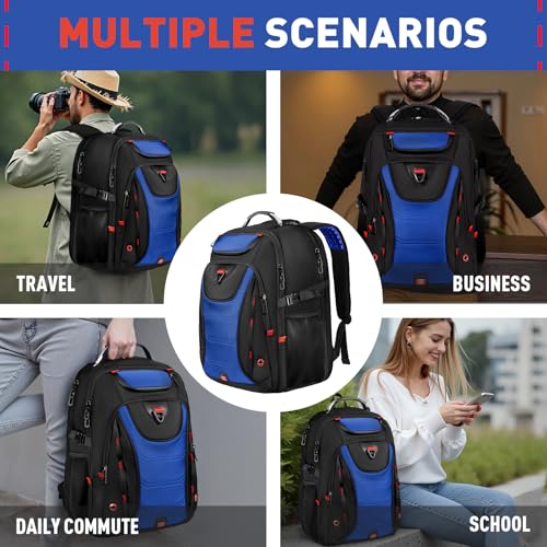 Image of Z-MGKISS Large Travel Backpack for Men, 18.4 Inch Laptop backpack, TSA Flight Approved, Water Resistant, Business Work Bag with USB Charging Port, Extra large Backpacks, Blue