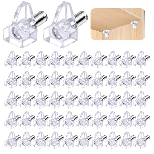 NUTKIT 50 Unidades De Soporte Baldas Armario, Soportes Para Estantes De PláStico Transparente, Soporte De Pared Para Estante Flotante, Para Muebles, Soporte De Estante, EstanteríAs