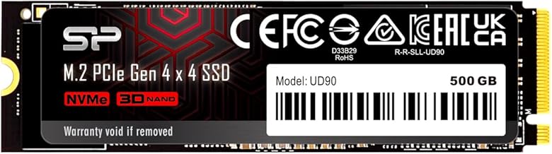 Silicon Power 500GB UD90 NVMe 4.0 Gen4 PCIe M.2 SSD R/W up to 5.000/3.850 MB/s (SP500GBP44UD9005)