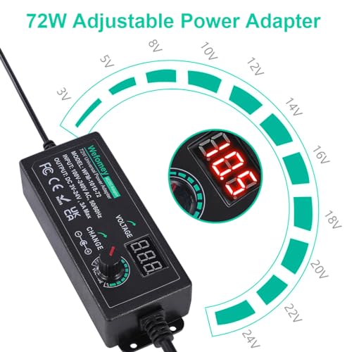 Wefomey WEFOMEY-76D595DA-5AD7-434D-AC58-9C2BB397C230 Universal Power Supply 3V~24V 3A 72W Adjustable Variable Ac/Dc Adapter Charger thumb #1