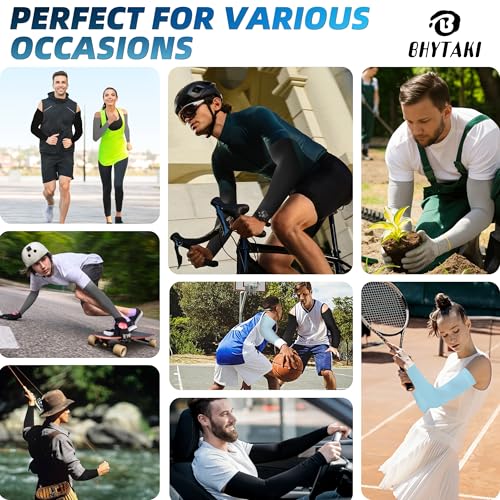 Image of BHYTAKI UV Sun Protection Arm Sleeves, UPF 50 Sports Cooling Arm Compression Sleeves for Men Women Teenager