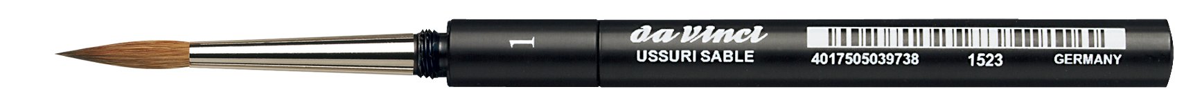 da Vinci Travel Series 1523 Watercolor Brush, Round Russian Red Sable with Protective Case Handle, Size 1