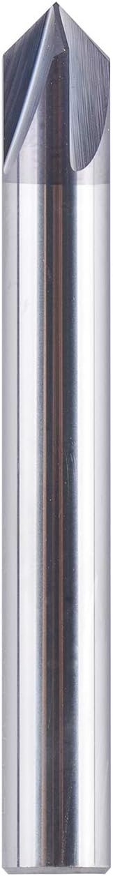 SpeTool 90 Degree V Groove Router Bit, 4 Flute Solid Carbide CNC V Bit, 1/4 Inch Shank for Wood Lettering and Edge Chamfering