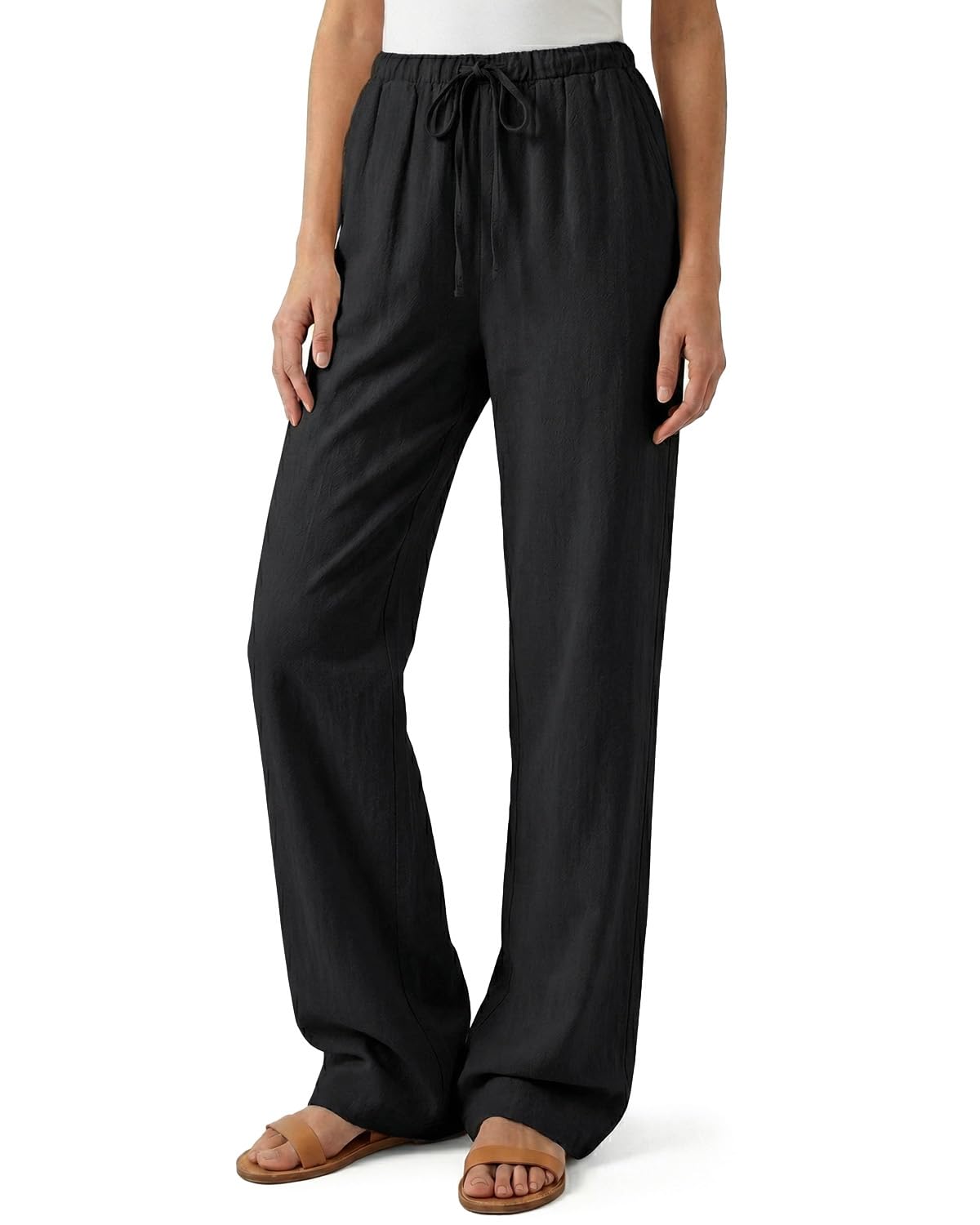 Zylioo Extra Lang Leinenhose Damen Hose Lang Bein Sommerhose Leinen Hose Tall Baggy Stoffhose Freizeithose Trousers
