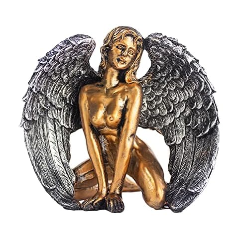 XINAOBAOLUO Bronze Kneeling Angel Statue Nude Sexy Female Sculpture Cover