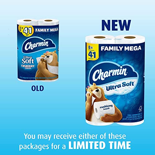 Charmin Ultra Soft Cushiony Touch Toilet Paper, 24 Family Mega Rolls = 123 Regular Rolls (Packaging May Vary)