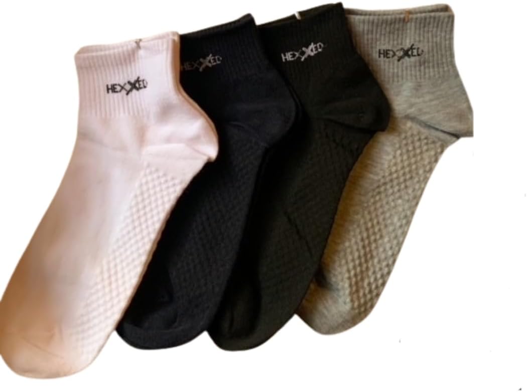 HEXXEDCotton Solid Ankle-Length Socks For Men'S (B6-7, Pack Of 10)