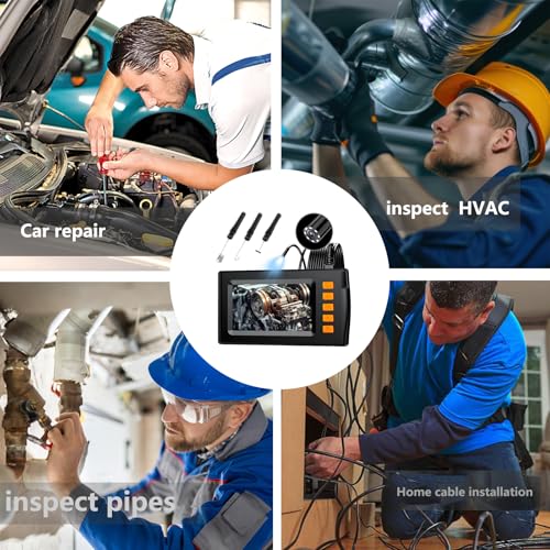 Cámara Endoscópica Industrial con Pantalla HD de 4.3'', Cámara de Inspección Borescopio 1080P con 8 Luces LED, Alcance Impermeable IP67 para Automotriz, Tuberías, Paredes y Drenajes (5M (16.4FT)) miniatura 5