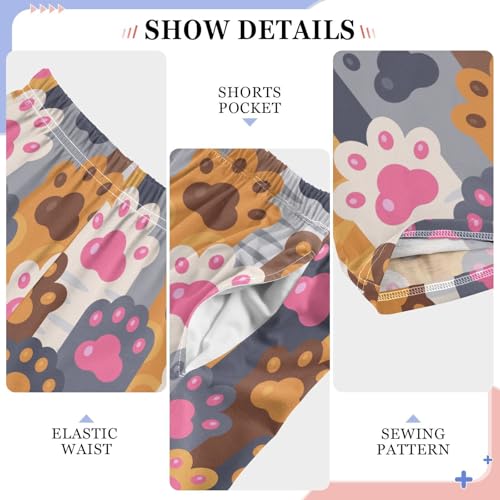 Colorful Cat Paw Print Pattern Boys Pants for Kids Jogger Pants with Pockets S-XL4