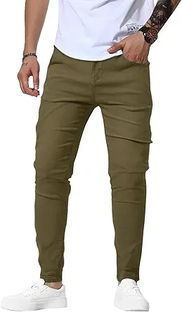Woenzaia Men's Fashion Slim Fit Dress Pants Stretch Golf Pants Casual Travel Slacks