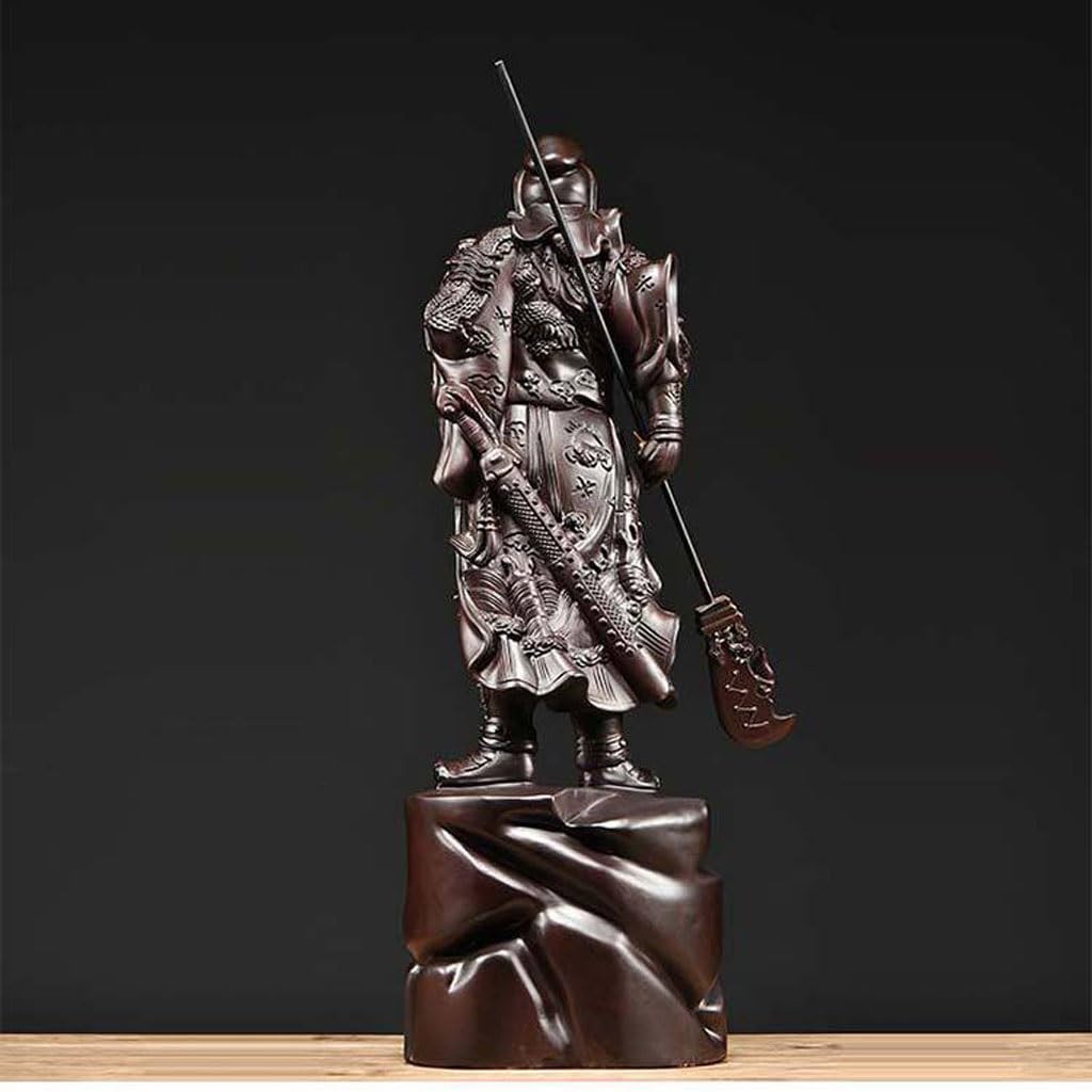 Dekoracja biurka rzeźba w drewnie Guan Gong ozdoby posąg z litego drewna Buddy dekoracja salonu Guan Er Master God Crafts Rzeźby Home Decor(19,68 cala)